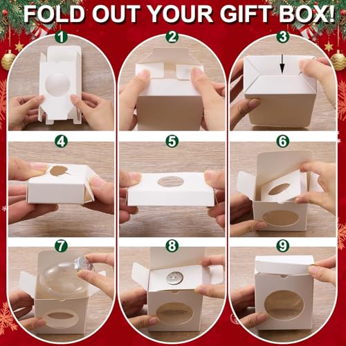 Christmas Ornament Gift Box Set - 20 Pack, 3.2 x 2 x 4.2 Inches, White, Transparent Window Design