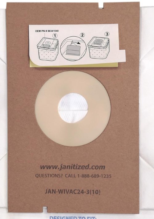 Janitized JAN-WIVAC24-3(10) Premium Replacement Commercial Vacuum Bag for Windsor Chariot 2 iVac 24 OEM # 8.634-104.0 (Pack of 10)