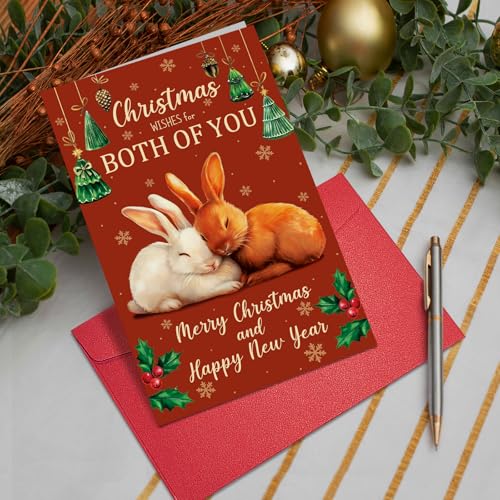 RollupJoy Cute Rabbit Christmas Card for Couples and Friends