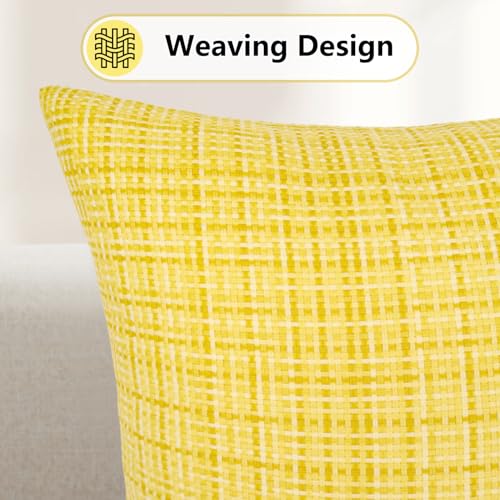 HADEEONG 18x18 Waterproof Outdoor Throw Pillow Covers, Yellow (Pack of 2)
