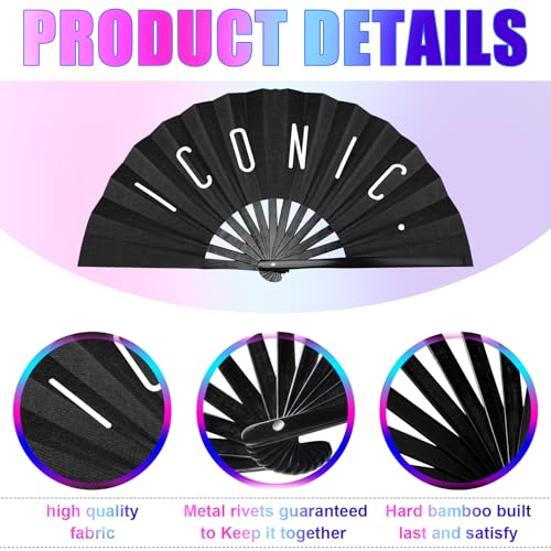 Amyhill Large Folding Hand Fan - 2 Pack, 13 Inch Novelty Design