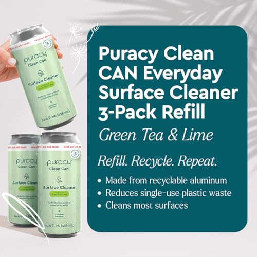 Puracy All-Purpose Cleaner - Plant-Powered Multi-Surface Spray (3 Pack, Green Tea + Lime)
