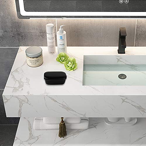 TANCANO Portable Soap Dish Holder with Drainage Rack - 2 Pack, Black
