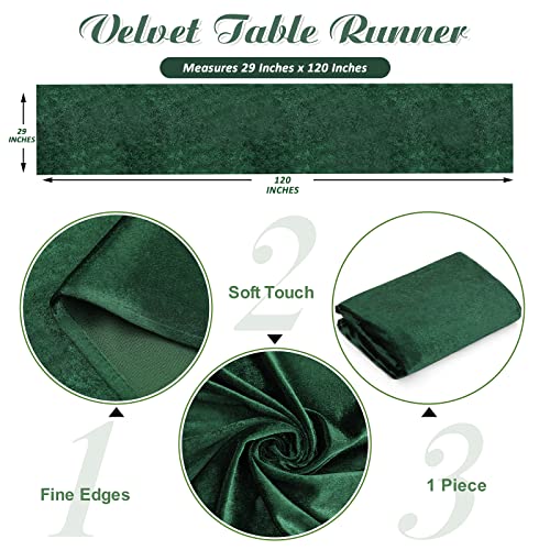 Velvet Table Runner Emerald Green 29x120 Inches - Soft Fabric Wedding Party Decor - Variation of THIS listing