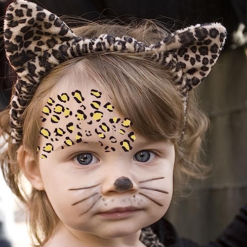 Leopard Face Temporary Tattoos Gold Cheetah Cat Makeup Stickers for Halloween