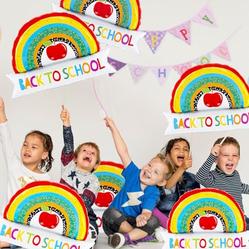 2 Pack Back to School Rainbow Apple Foil Balloons for Classroom Party