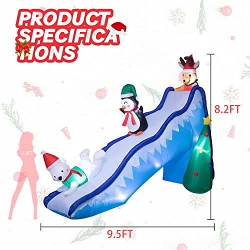 Wonder Garden 8.2FT Christmas Inflatable Penguin Slide for Outdoor Yard Decor - Blue Variation