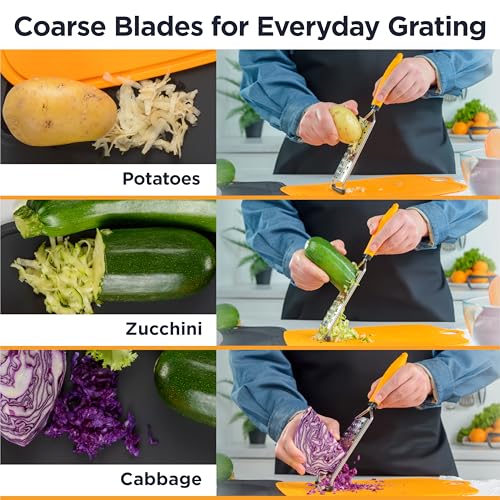Deiss PRO Stainless Steel Handheld Cheese Grater with Protective Cover