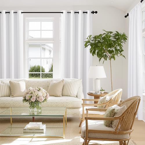 NICETOWN 100% Blackout Curtain Panels, Snow White, 55"W x 78"L (Set of 2)