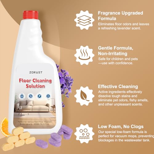 ZORAST Lavender & Orange Floor Cleaning Tablets for Roborock Vacuums, 12-Pack