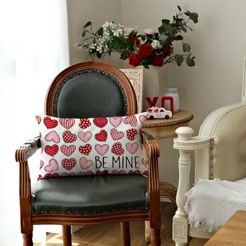 Valentine's Day Pillow Cover 12x20 Inch Colorful Heart Decor