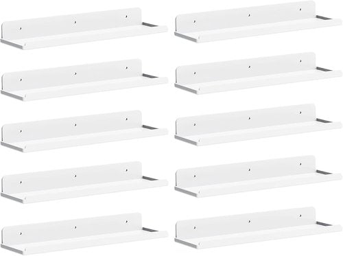 Lifewit 15" Acrylic Floating Shelves - Stylish Wall Organizer for Perfume, Makeup & Decor | White, 10 Pack