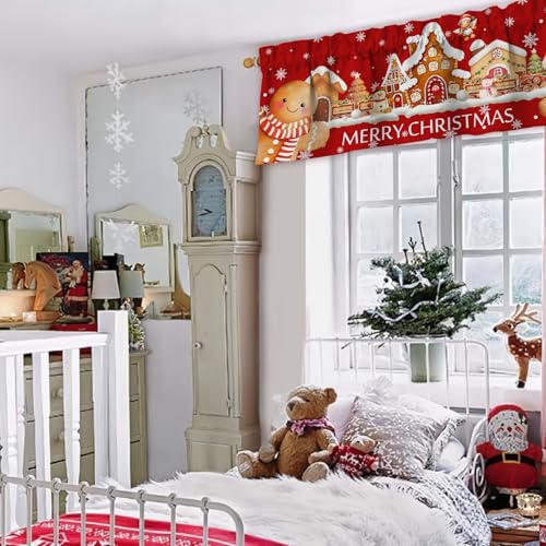Christmas Gingerbread Man Valance for Windows 52x18 Inch Kitchen Bedroom Decor
