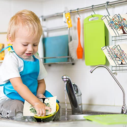 Vesici 8-Pack Swedish Dishcloths for Kitchen Tree Owl Pattern, Reusable & Absorbent
