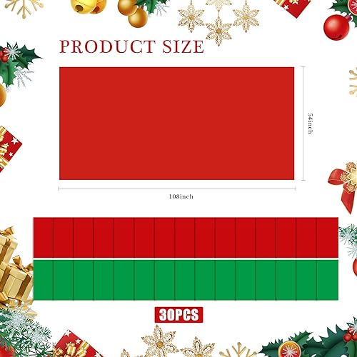 Christmas Disposable Plastic Tablecloths Set - Red Green 30 Pieces