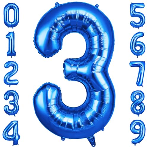 OFFCUP 40 Inch Navy Blue Number 3 Foil Balloon Birthday Party Decoration
