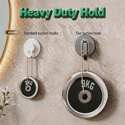 2 Pack Heavy Duty Vacuum Suction Hooks - 20 lbs No Drill Hooks (Gray)