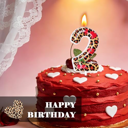 Cheetah Print Birthday Number 2 Candle - Party Decoration