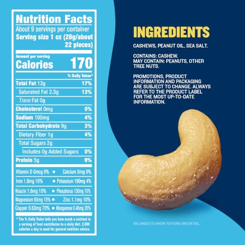 Planters Deluxe Salted Whole Cashews - Plant Based Protein Snack, 8.5 Oz