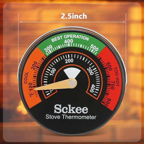 Sckee Magnetic Stove Thermometer - 1PCS Wood & Pellet Stove Temp Gauge
