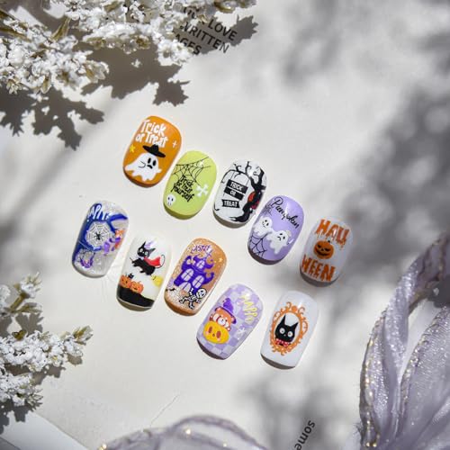 Hello Claws 5D Embossed Halloween Nail Stickers Ghost Self-Adhesive Decals