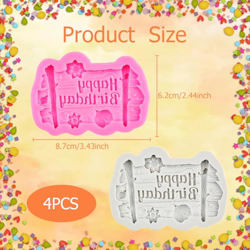 Happy Birthday Silicone Molds Set - 4 Pcs Letter Chocolate & Fondant Molds