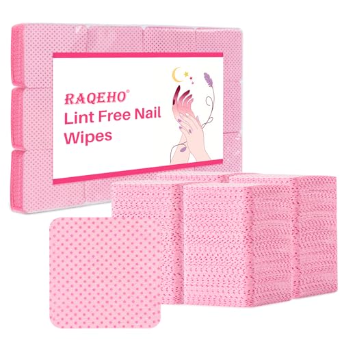RAQEHO 600 Lint Free Nail Wipes - Gel Polish Remover Pads & Tool Cleaner