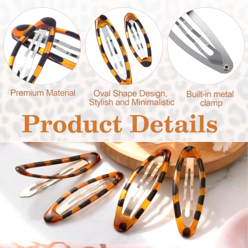 STSTR 8PCS Tortoise Snap Barrettes for Women Metal Hair Clips 2 Sizes