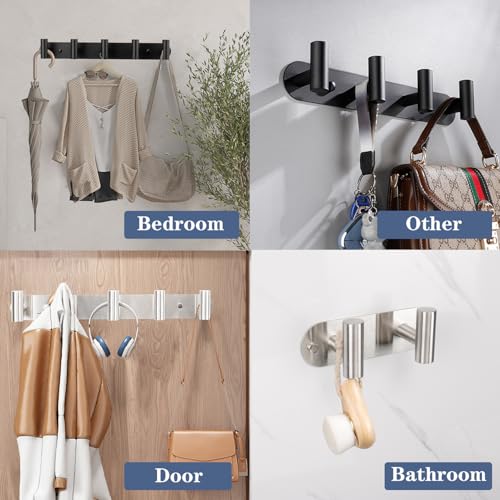 Vanloory 2 Hook Wall Mounted Coat Rack Stainless Steel Matte Black