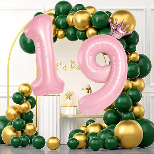 Rose Gold Crown 19 Balloon Set for 19th Birthday & Celebrations