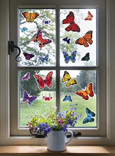 Iconikal 100 Count Butterfly Window Clings - Reusable Vinyl Decor
