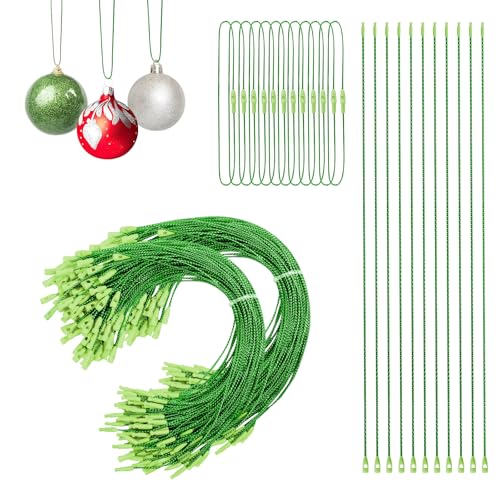 Green Christmas Ornament String Hangers with Snap Fasteners, 200 pcs