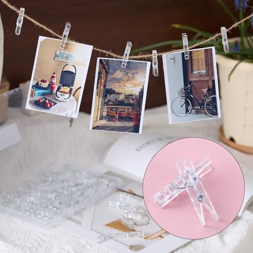 Clear Mini Clothespins - 100 Pcs Durable 1.4 Inch Plastic Clips for Crafts & Decorations