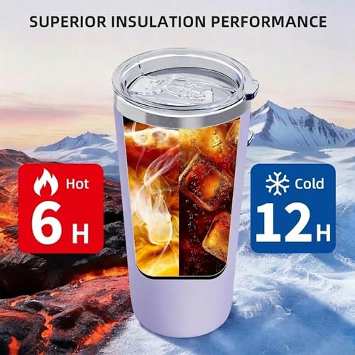 GGQ 20oz Lavender Travel Coffee Tumbler - Stainless Steel, Double Wall Insulated