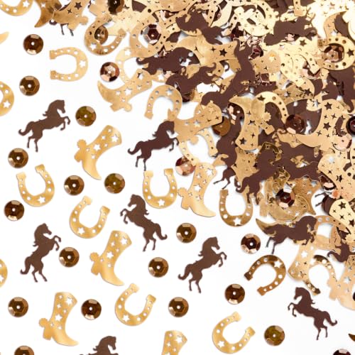 xo, Fetti Gold Western Confetti - 200pc Cowgirl Rodeo Party Table Decor