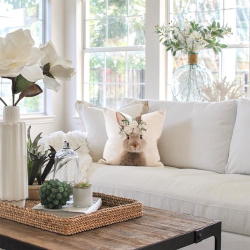 PANDICORN Bunny Easter Pillow Covers 18x18 Inch Set of 2 - Farmhouse Decor