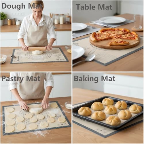 QUELLANCE Extra Large Silicone Baking Mat - 28x20 Inch Nonstick Gray