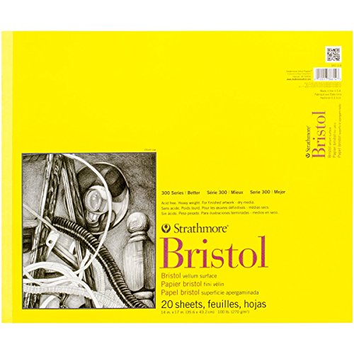 Strathmore 300 Series Bristol Vellum Pad, 14 x 17 Inches, 20 Sheets