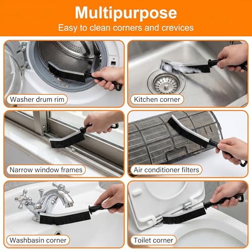 4-Piece Hard Bristle Crevice Cleaning Brush Set for Tight Spaces