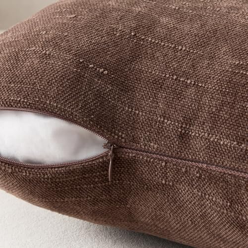 ANRODUO Textured Pillow Covers 18x18 in Chocolate Brown - Set of 2