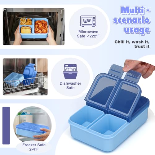 WyfKyd 2 Pack Blue Snack Box Container Set - Leak-Proof Bento Lunch Box for Kids & Adults