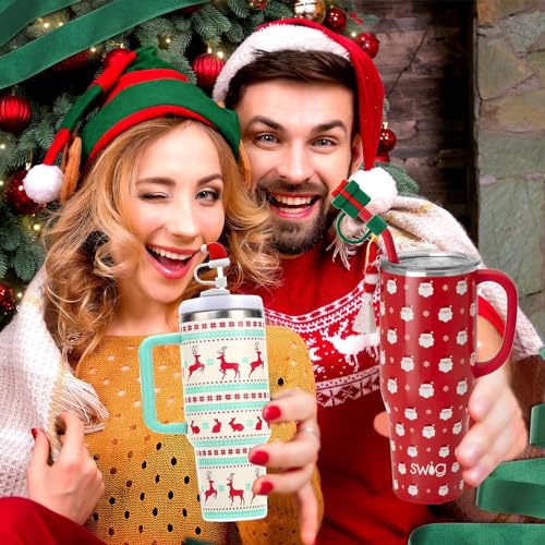 8-Pack Christmas Silicone Straw Toppers for Stanley Cups