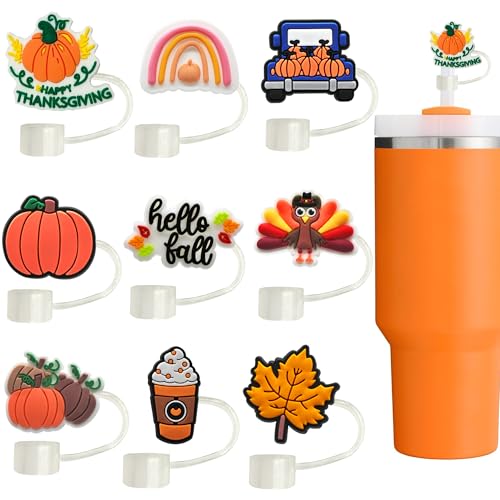 Thanksgiving Fall Straw Toppers for Stanley Cup - 9pcs Set