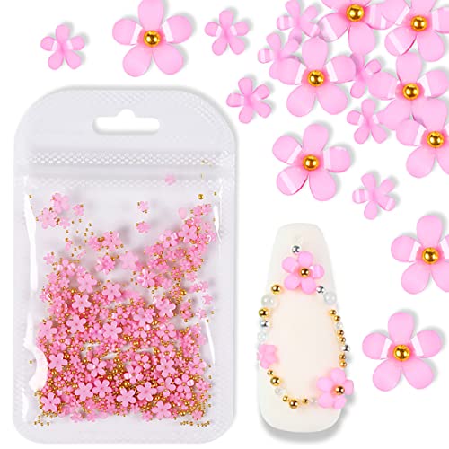 3D Flower Nail Charms with Pearls and Caviar Beads, 400Pcs DIY Manicure