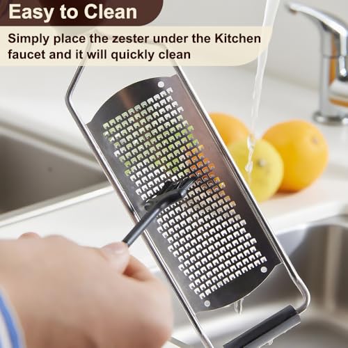 Stainless Steel Lemon Zester & Cheese Grater - Non-Slip Handheld Kitchen Tool
