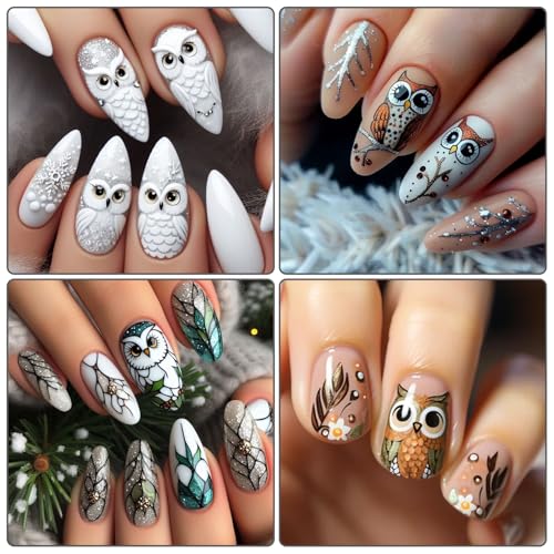 IDDFEVE 6 Sheets Christmas Winter Owl & Snowflake Self-Adhesive Nail Stickers