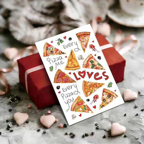 Funny Pizza Valentine's Day Card for Lovers - 8x5.3 inches