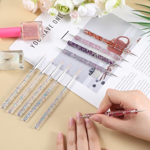 Larrel 10-Piece Nail Art Brush and Double-Ended Dotting Tool Set