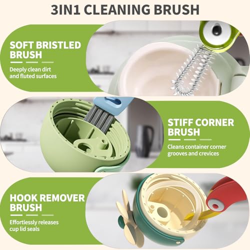 ELESDA 3-in-1 Cup Lid Gap Cleaning Brush Set - 3PCS Bottle Cleaner