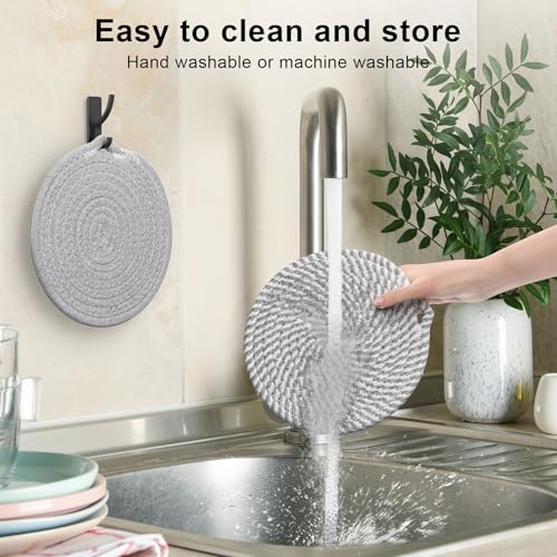 7-Inch Gray Trivets for Hot Dishes - 6 Pack Cotton Hot Pads